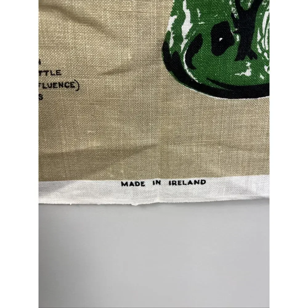 Vintage Irish Linen Tea Towel‎ Exotic Wine Bottles Cool Graphics